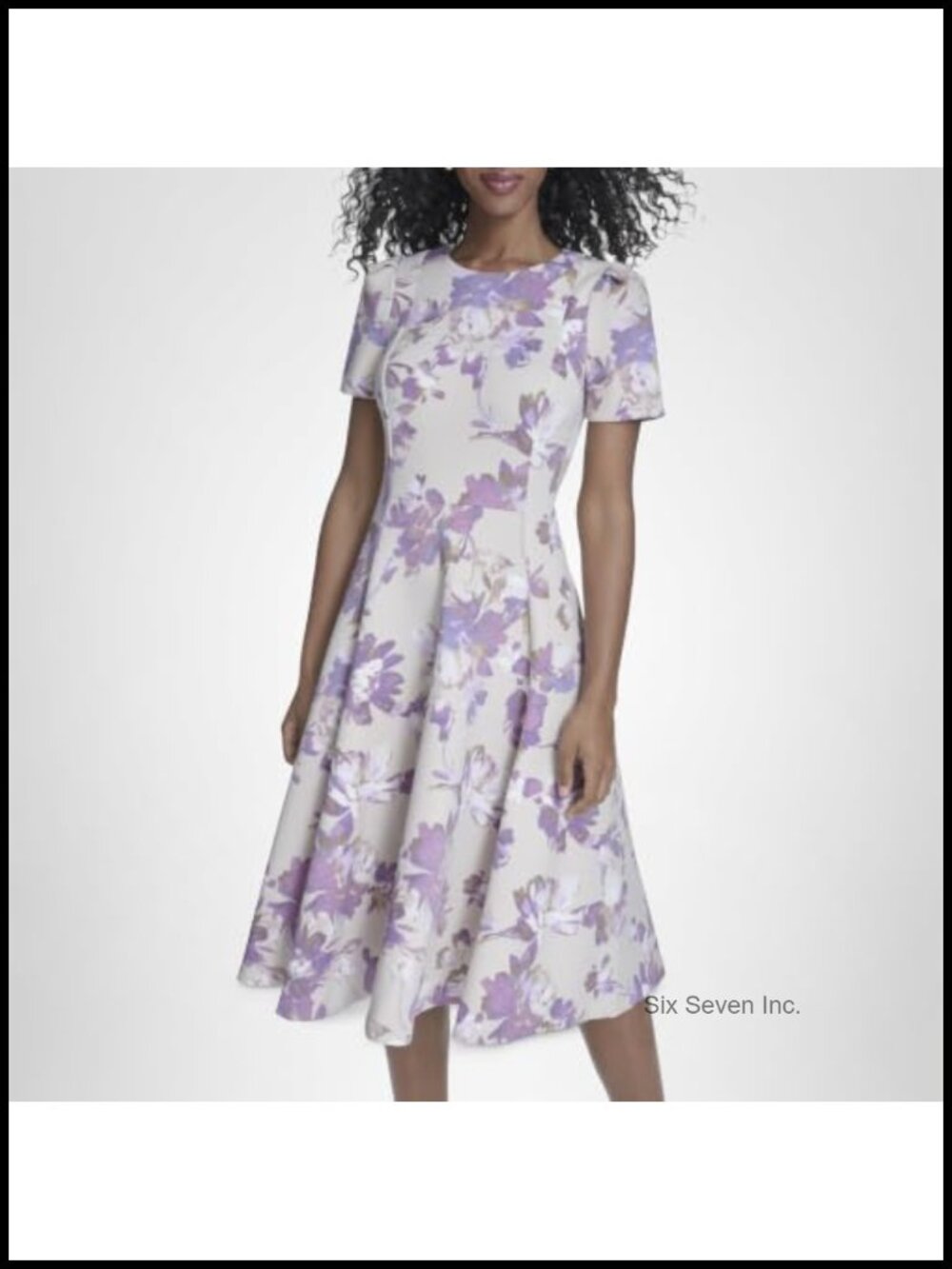 Calvin Klein Women's Short Sleeve Round Neck Knee Length Crepe A-Line Dress